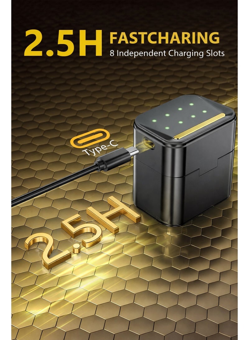 DPT 8‑Pack AA & AAA Rechargeable Lithium Batteries with LCD Charger Case, 4× AA 3700mWh + 4× AAA 1300mWh, IP68 Waterproof, 1300+ Cycles, Safe Long‑Lasting Battery Set for Home & Travel - Image 3